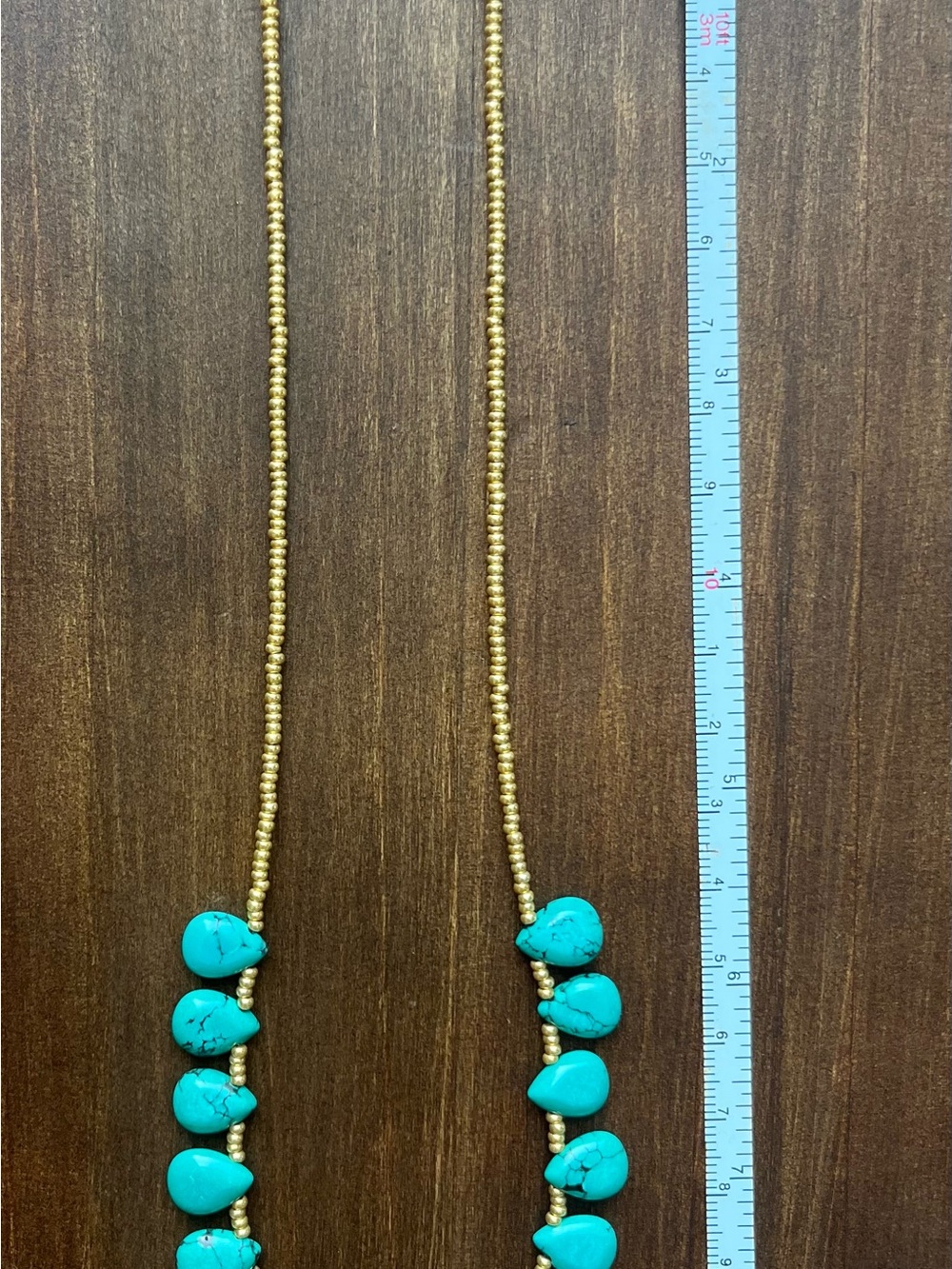 NWOT delicate, teardrop, turquoise, and gold accents necklace - Picture 2 of 3